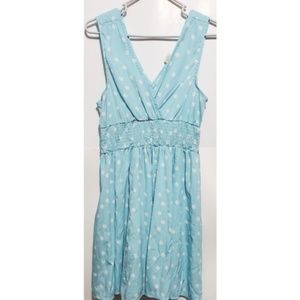 3/$15  blue and white polka dot flair dress flowy